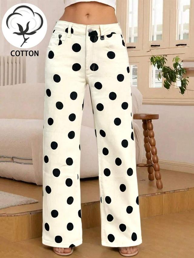 vintage sweet polka dot straight leg pants