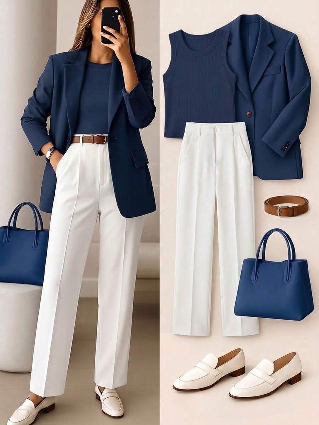 white women's high waist white minimalist commuter trousers