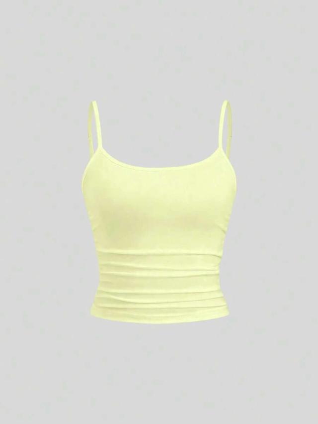 sweetra women's fitted yellow camisole slim layering top