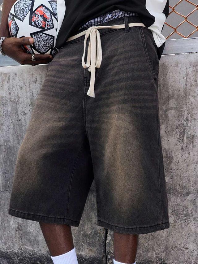 water washed denim jorts with slanted pockets