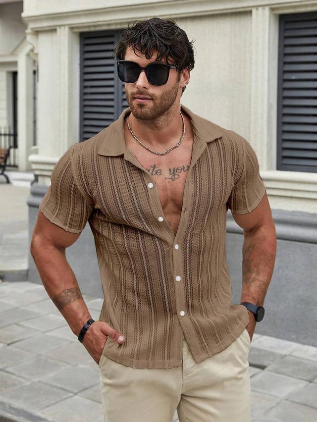 men's solid color short sleeve knit shirt