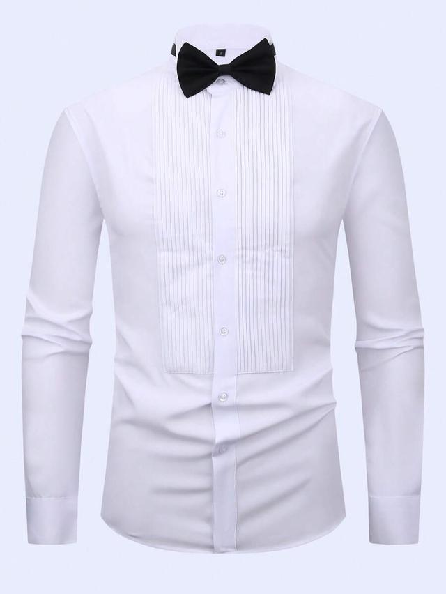 solid white mandarin collar formal dress shirt