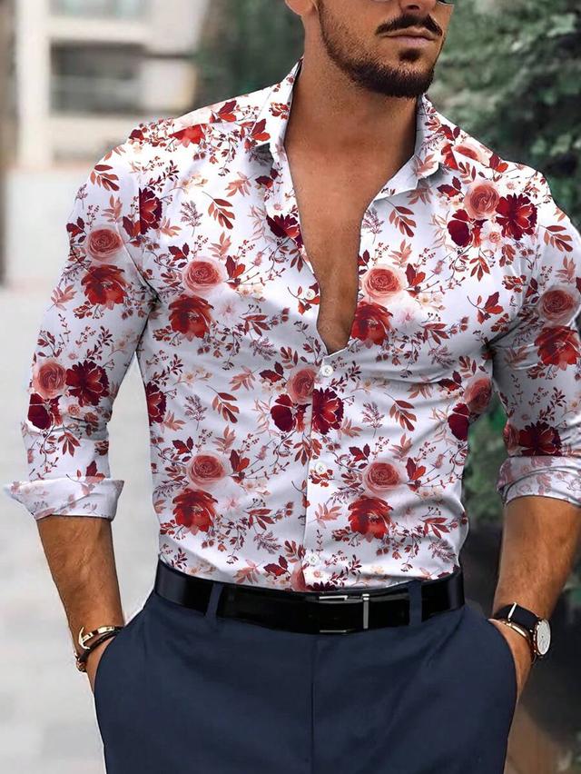 floral printed long sleeve button-up shirt