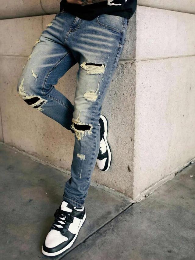 men's slim fit distressed stretch denim jeans