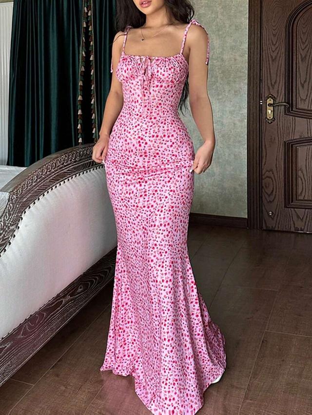 pink floral print midi slip dress
