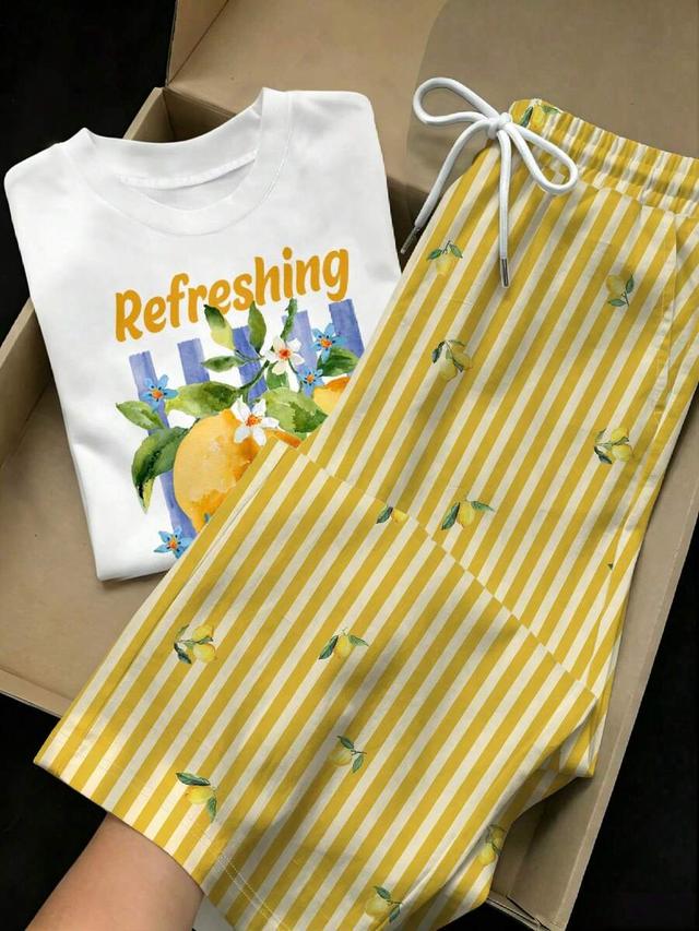 lemon print casual summer top