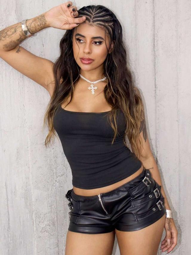 black pu leather buckle detail rave shorts