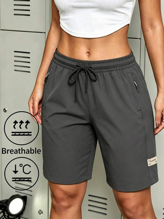 women's charcoal grey quick-dry athletic shorts