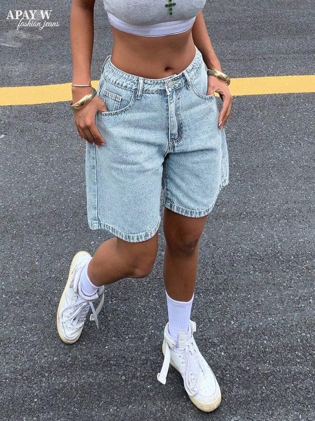 light wash denim bermuda shorts