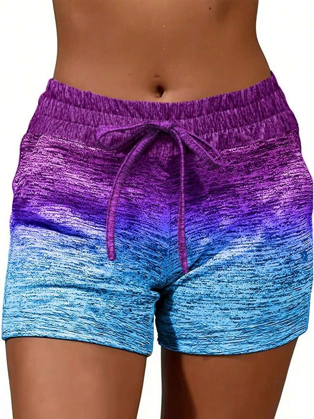 purple blue gradient color athletic drawstring shorts