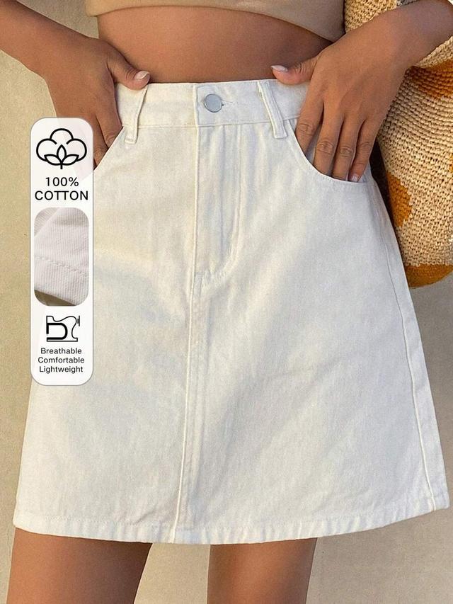 white cotton denim mini skirt