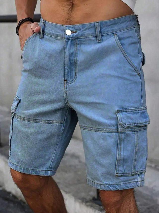 men's loose casual fashionable cargo denim shorts