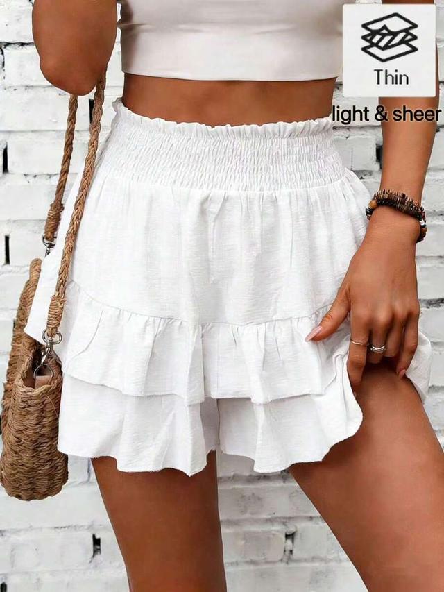 breezaya white casual ruffled summer culottes