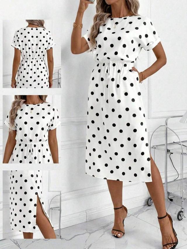 white and black polka dot summer tea party dress