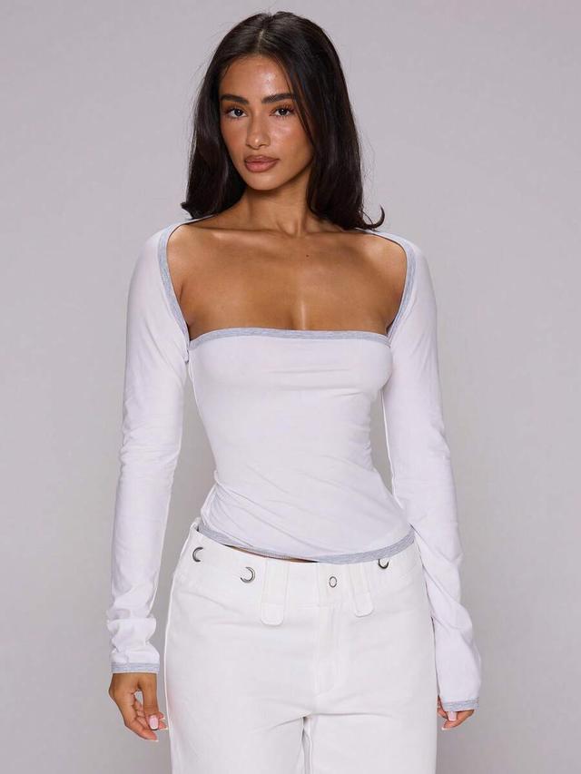 musera essentials double layered contrast edge bolero top