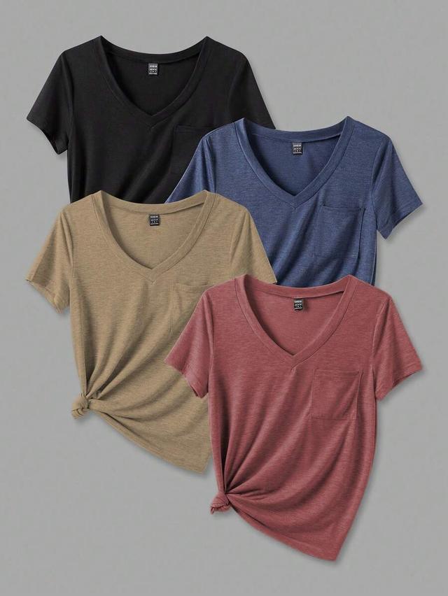 red short sleeve v-neck t-shirt