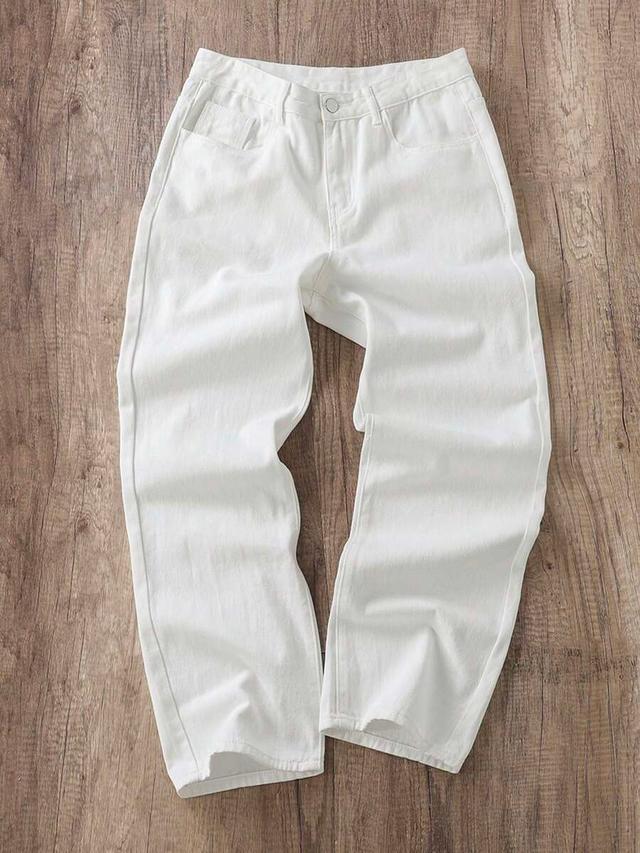 solid white casual denim jeans