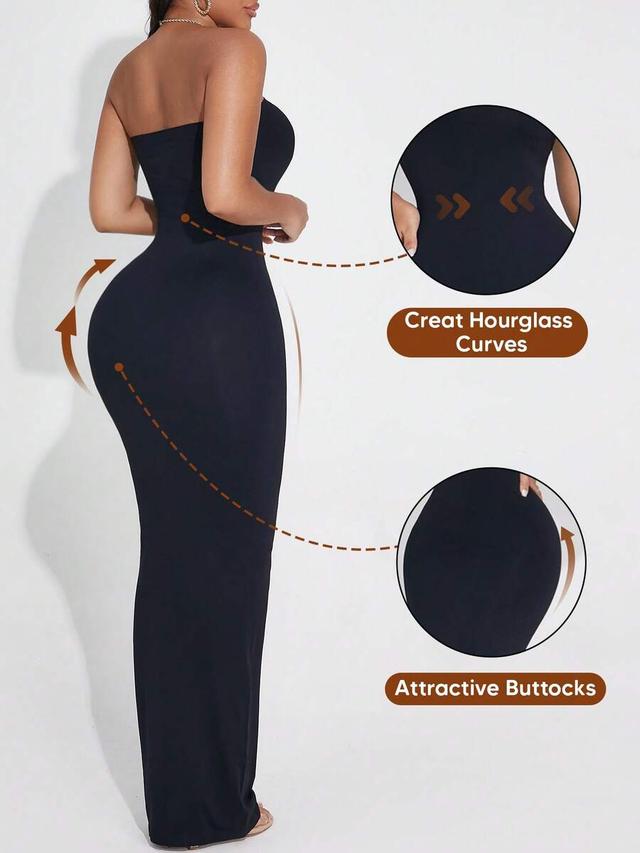 black strapless bodycon maxi dress
