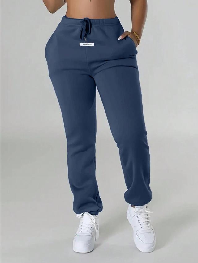 navy blue drawstring waist jogger sweatpants