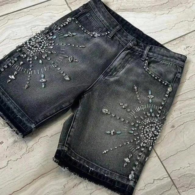 american retro washed personalized street loose straight decorated shorts