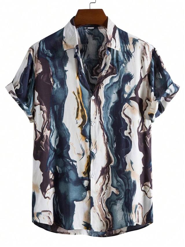 men's casual tie-dye short sleeve shirt