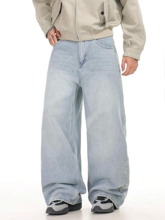 light wash loose fit wide leg denim jeans