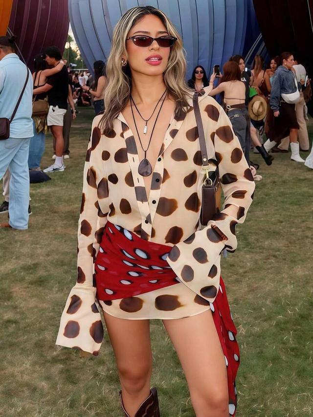 coachella style polka dot two piece outfit