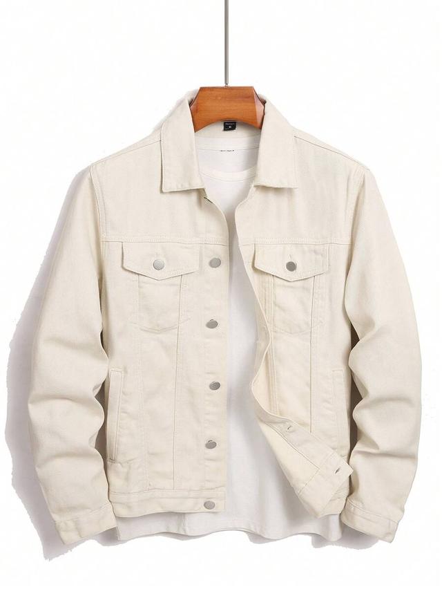 apricot denim jacket with collar and button closure