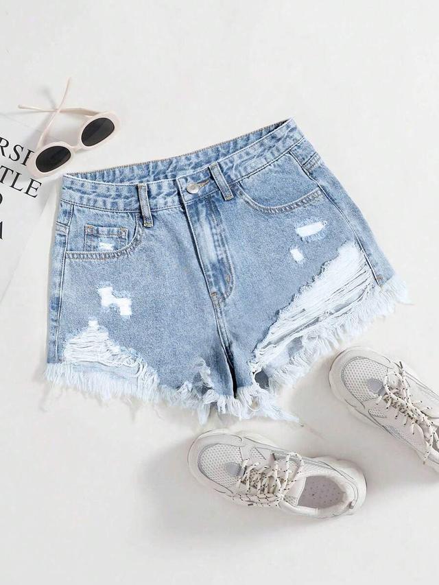 rivivi frayed hem fashionable summer denim shorts
