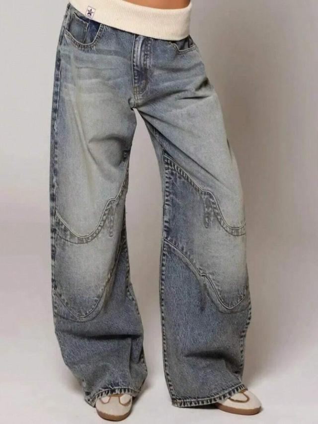 y2k hip-hop stitching retro wide-leg denim jeans
