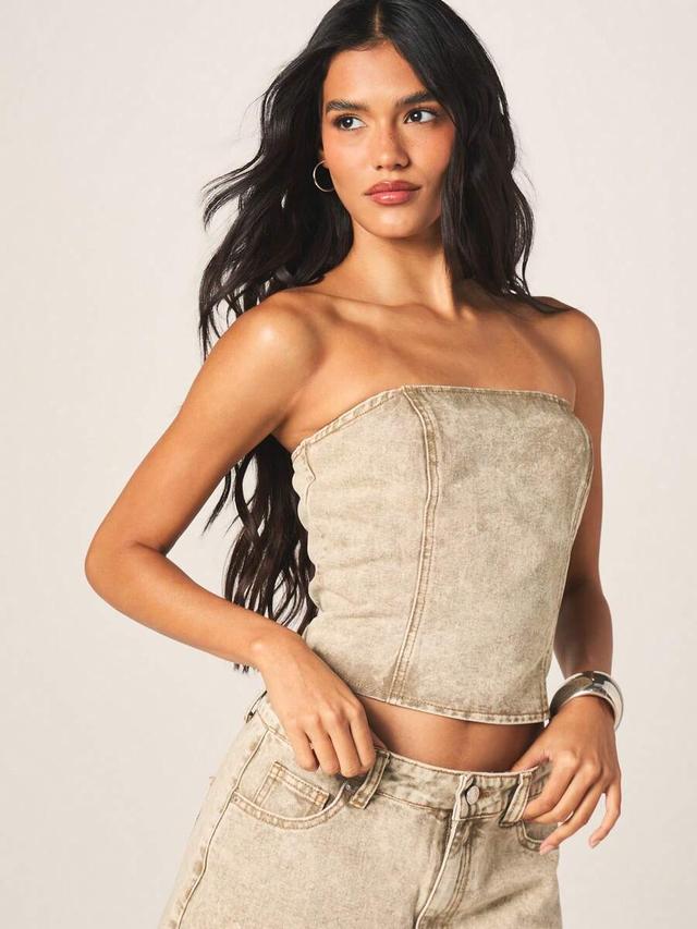 vintage denim strapless bandeau corset top