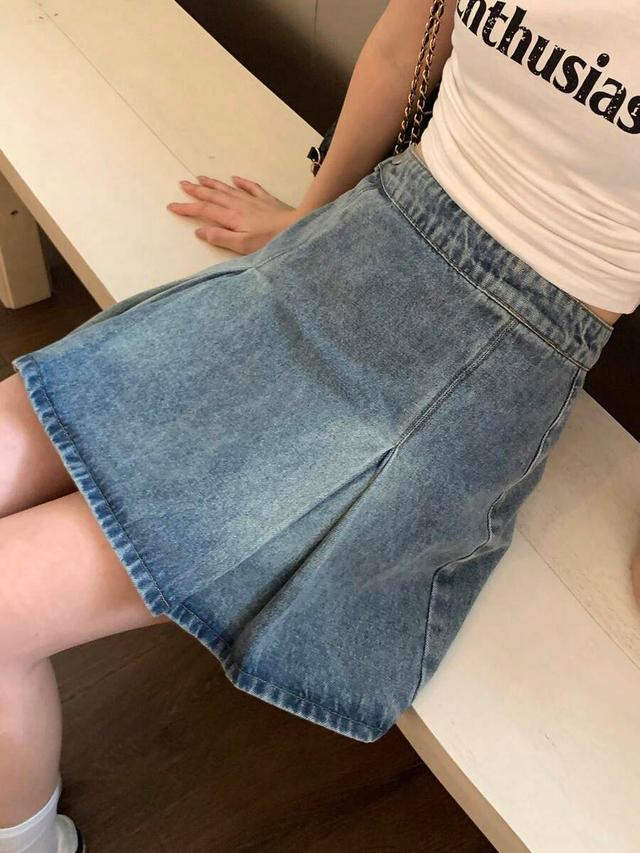 dazy western cowboy style a-line pleated denim skirt