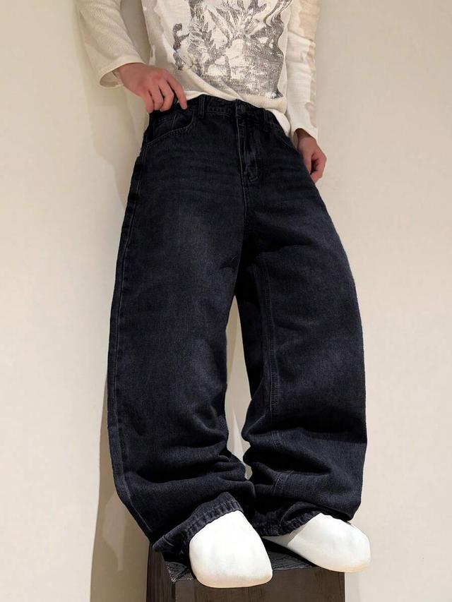 hearty haven black washed loose fit denim jeans