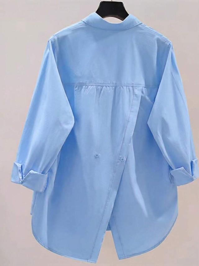 women's casual loose back slit design long sleeve shirt