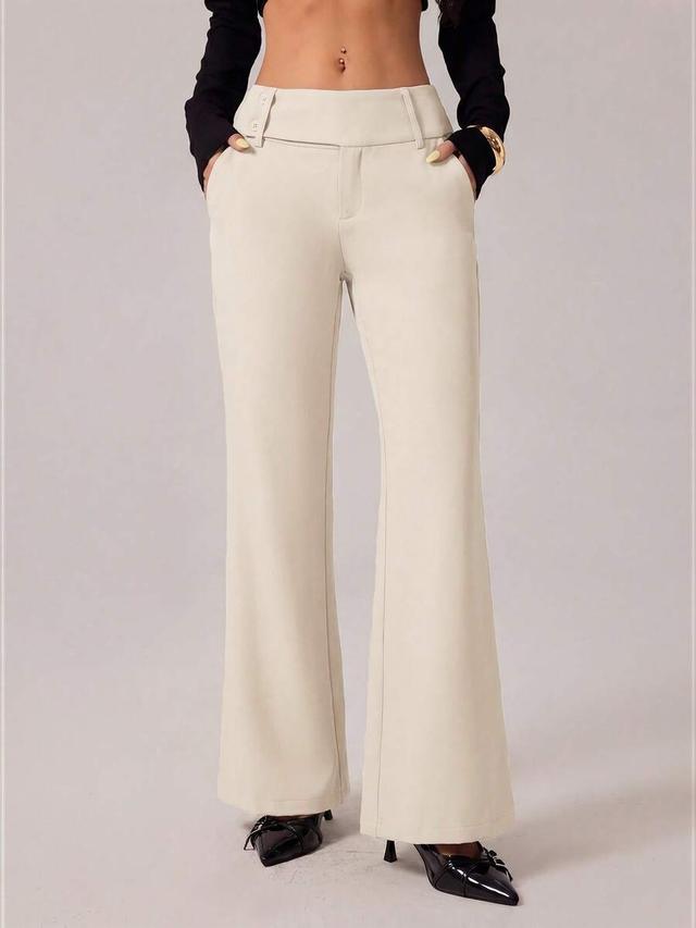white summer business casual flare leg trousers