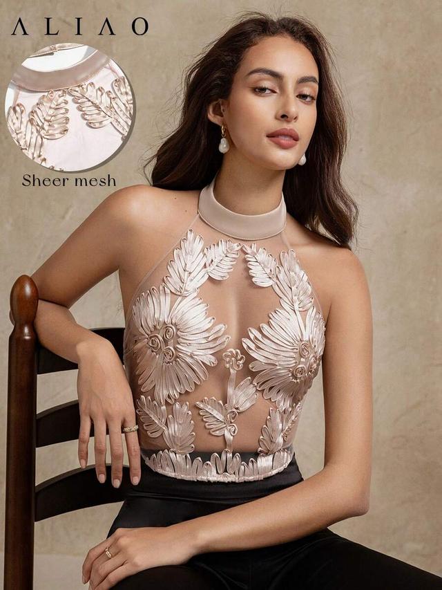 aliao summer floral crochet mesh embroidered 3d camisole