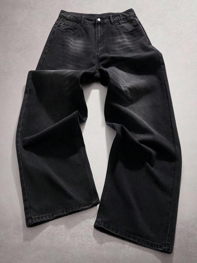 faded black wide leg baggy jeans