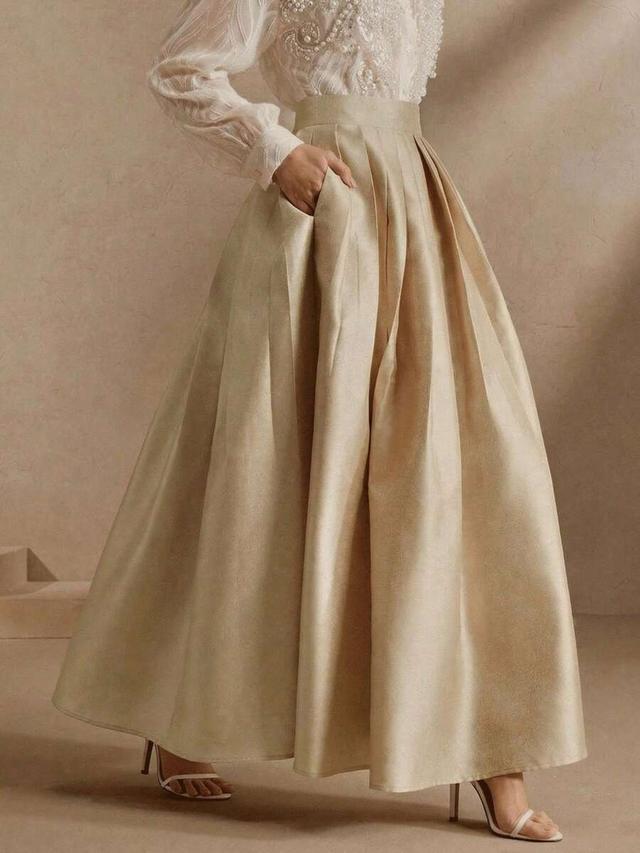 anewsta high waist elegant flared skirt with a regal flair
