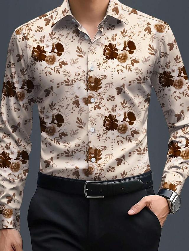 floral print long sleeve single-breasted casual shirt