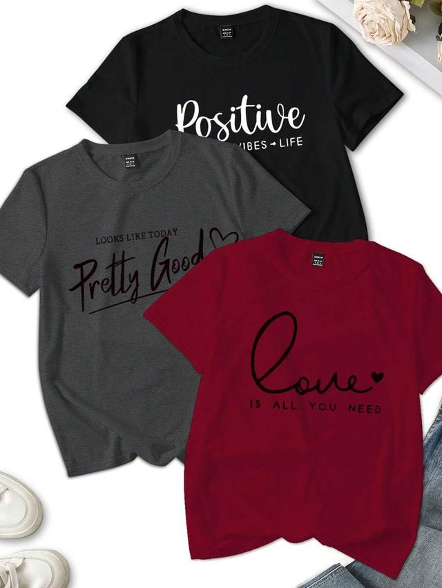 black casual graphic print round neck cotton t-shirt