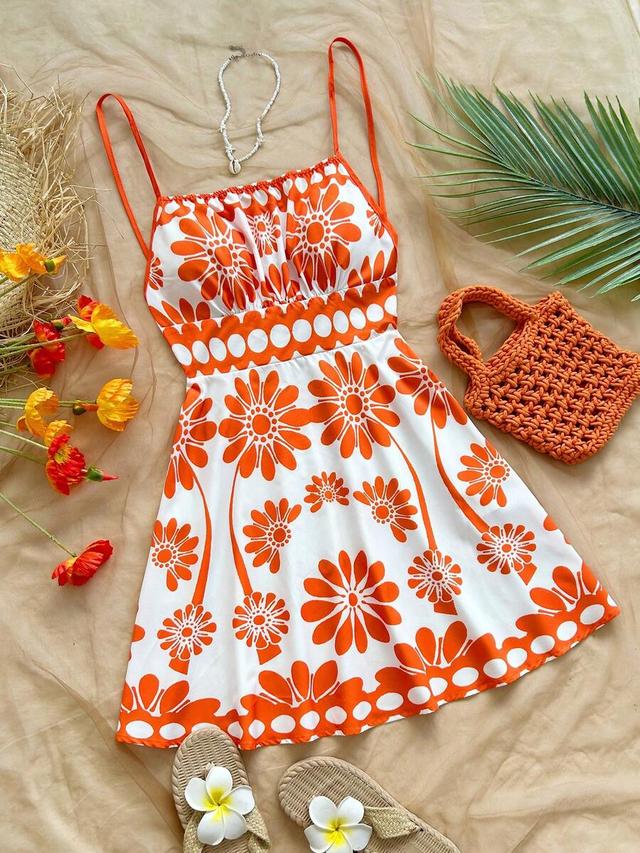 soleia red polka dot print backless spaghetti strap mini dress