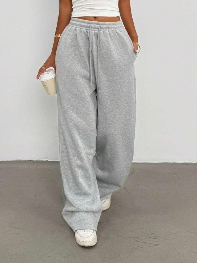 light gray loose straight leg casual sweatpants