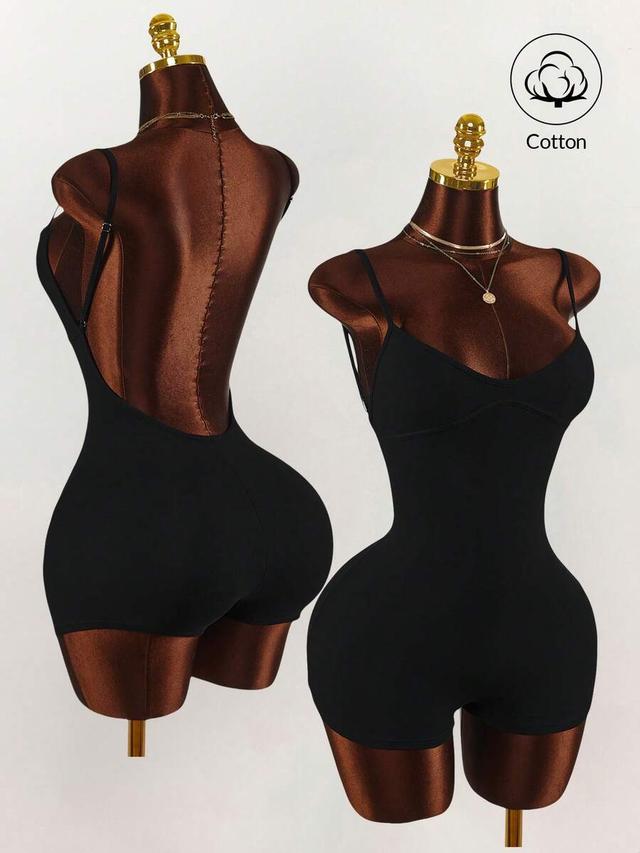 black sleeveless bodysuit with low back