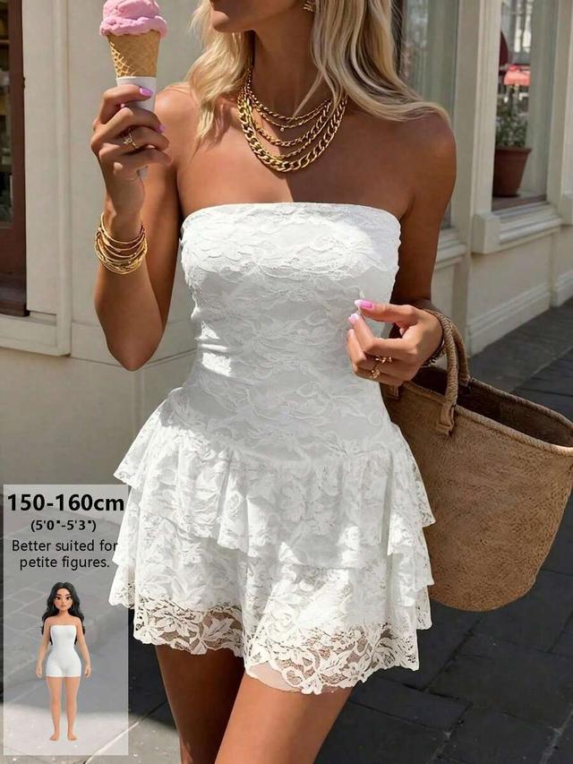 white lace strapless bodycon mini tube dress