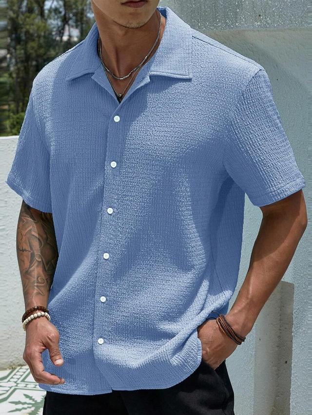 genlund men's casual solid color short sleeve shirt