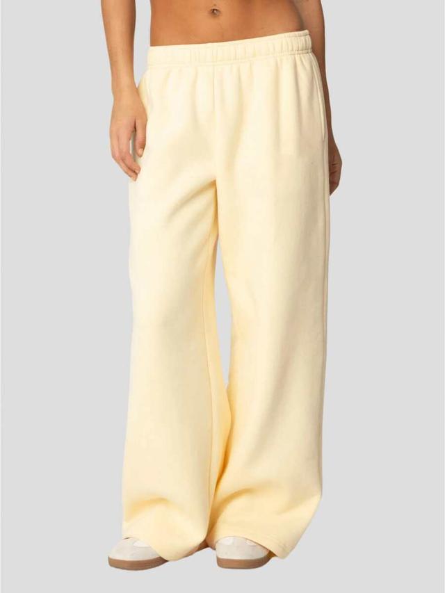 pale yellow wide leg lounge sweatpants