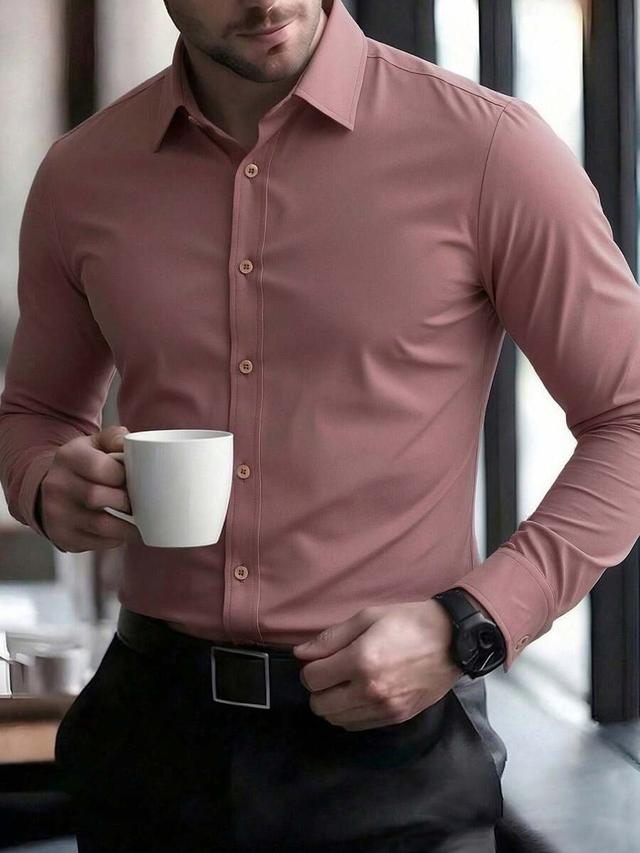 dusty rose slim fit button down shirt