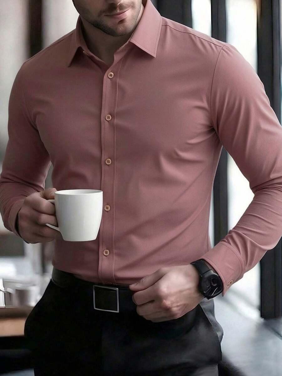 dusty rose slim fit button down shirt