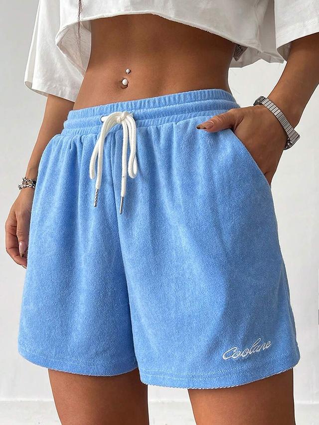 blue flannelette summer sport mini shorts