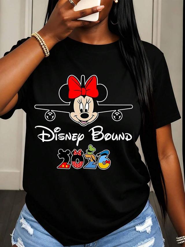 black cotton minnie mouse graphic print t-shirt